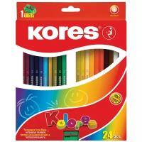 Карандаши цветные Kores 24 цвета шестигранные с точилкой