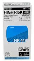 Перчатки латексные cмотровые Heliomed MANUAL HR419 High Risk, 25 пар, размер S