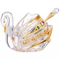 Икорница лебедь lefard gold glass 11х7 см высота 8,5 см с ложкой