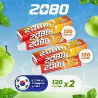 Корейская зубная паста для всей семьи Dental Clinic 2080 без фтора яблоко и мята, набор 240 г