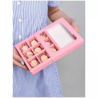 Шоколадные съедобные сладкие розы CHOCO STORY - 9 шт в розовой мини-коробочке, 108 гр, M9-R-B