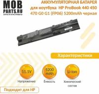 Аккумуляторная батарея для ноутбука HP ProBook 440 450 470 G0 G1 (FP06) 5200mAh OEM черная