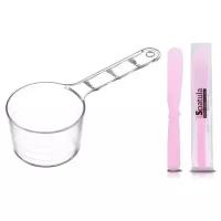 Anskin Набор аксессуаров для альгинатных масок, мерная чаша Measuring Cup + лопатка Spatula Middle Pink