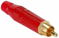 Amphenol ACPR-RED Кабельный разъем RCA, металлический корпус, позолоченные контакты, мягкий хвостовик, цвет красный