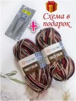 YarnArt Crazy color 2 мотка, спицы 3,5, схема в подарок