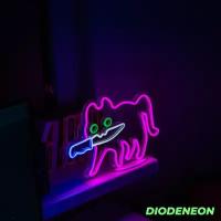 DIODENEON / Неоновый светильник "Кот с ножом мем" 40х27 см., неоновая вывеска, гибкий неон, ночник