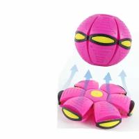 Светящийся мяч трансформер игрушка фрисби розовый