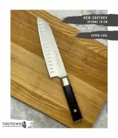 Кухонный Нож TuoTown "Сантоку" (серия Earl-B, модель: TT-207008) 18 см (поварской Santoku), рукоять дерево