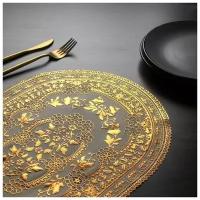 Набор салфеток ажурных Доляна «Веер», 46×30 см, 4 шт, ПВХ, цвет золото
