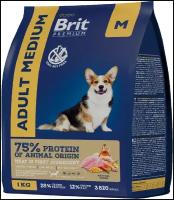 Сухой корм BRIT PREMIUM DOG ADULT MEDIUM для взрослых собак средних пород с курицей (1 кг)