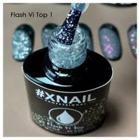 Верхнее покрытие XNAIL PROFESSIONAL Flash Vi Top матовое, с серебристым глиттером, 10 мл