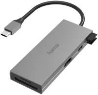 Разветвитель USB-C Hama H-200110 6порт, серый