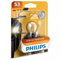 Лампа галогеновая S3 Vision Moto 12V 15W P26s Блистер Philips 12008BW