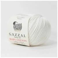 Пряжа Gazzal Baby Cotton (Газзал Беби Коттон) - 10 мотков Белый (3410) 60% хлопок, 40% акрил 165м/50г