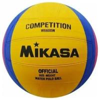 Мяч для водного поло MIKASA W6600W размер 5, мужской, резина, вес 400-450гр. окружность 68-71 см, желтый-синий-розовый