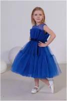 Платье-пачка Светланка, хлопок, нарядное, однотонное, размер 34 (134-140), синий