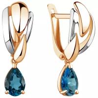 Серьги с подвесками AQUAMARINE, серебро, 925 проба, топаз