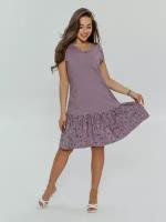 Платье женское летнее трикотажное миди с воланами LOVETEX.STORE, лиловый, размер 54