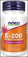NOW Natural Vitamin E-200 with Mixed Tocopherols (натуральный Витамин Е-200) 100 капс (NOW)