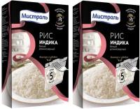 Рис длиннозерный «Мистраль» Индика в пакетах для варки, 5х80 г 2 коробочки