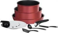 Набор сковород Tefal L6598902 красный, антипригарное покрытие, подходит для индукционных плит