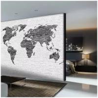 Фотообои флизелиновые с виниловым покрытием VEROL "Карта мира", 300х283 см, моющиеся обои на стену, декор для дома