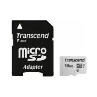 Карта памяти microSDHC 16 GB TRANSCEND UHS-I U1, 95 Мб/сек (class 10), адаптер, TS16GUSD300S-A