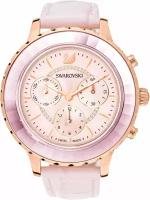 Часы женские наручные Swarovski 5452501 кварцевые на кожаном браслете розового цвета с сапфировым стеклом водонепроницаемостью WR50 (5 атм)