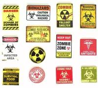 Аксессуары для лего G BRICK DESIGN, Таблички для лего города "зомби пак 1" (zombie zone, biohazard, danger и т. д.) набор деталей 13 шт