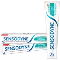 Зубная паста Sensodyne Глубокое Очищение с фтором, для чувствительных зубов, защиты от кариеса и эффективного удаление зубного налета, 75мл*2шт