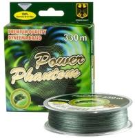 Шнур для рыбалки Power Phantom 4x, 330м, зеленый, 0,36мм, 40,75кг
