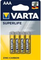 Батарейка солевая Varta SuperLife, AAA, R03-4BL, 1.5В, блистер, 4 шт