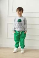 Спортивный костюм для мальчика для девочки MakSiKi Серый/Зеленый, размер 116
