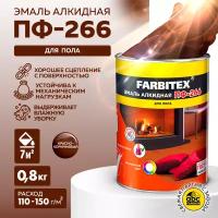 Эмаль ПФ-266 для пола FARBITEX (Артикул: 4300005988; Цвет: Красно-коричневый; Фасовка = 0,8 кг)