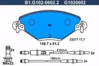 GALFER B1. G102-0602.2 колодки тормозные