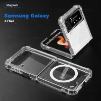 Чехол для Samsung Galaxy Z-Flip 3 Magsafe противоударный с поддержкой беспроводной зарядки, прозрачный