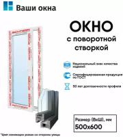 Пластиковое окно ламинированное с левым открыванием Schtern 500*600