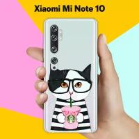 Силиконовый чехол на Xiaomi Mi Note 10 Кот с кофе / для Сяоми Ми Ноут 10