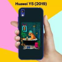 Силиконовый чехол на Huawei Y5 2019 Тигр в ванной / для Хуавей У5 2019