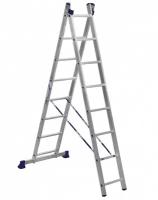 Лестница-стремянка двухсекционная Alumet H2 5208, алюминиевая, 2 x 8 ступеней, 3,15 - 4 м