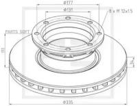 PE AUTOMOTIVE 01666300A 016.663-00A_диск торм.!335x34/111 8xM12x1.5 \MB ATEGO 612/4/5.812/4/5.712/5.812-23.917/23