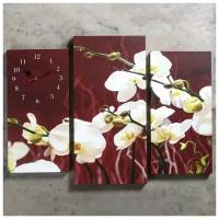 Часы настенные Сюжет модульные, "Белые орхидеи", 60х80 см
