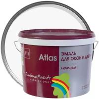 Краска эмаль акриловая универсальная полуглянцевая Atlas Атлас вд-ак 115 цвет белый 9л база А
