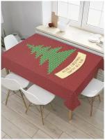 Прямоугольная тканевая скатерть на стол JoyArty с рисунком "Вязаная елка", 145x180 см