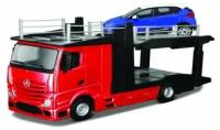 Bburago машинка автовоз Mercedes-Benz Actros с машинкой, масштаб 1:43