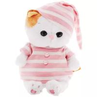 Мягкая игрушка Basik&Co Кошечка Ли-Ли Baby в полосатой пижамке, 20 см, белый/розовый