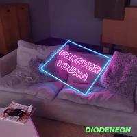 DIODENEON / Неоновый светильник "Forever young" 72х58 см, неоновая вывеска, гибкий неон, ночник