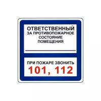 Наклейка «Ответственный за противопожарное состояние», размер 20x20 см. (5 штук)