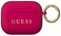 Чехол Guess для Airpods Pro Silicone case with ring Fuschia