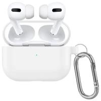 Чехол на беспроводные наушники Apple AirPods 3 (эйр подс 3 поколения) силиконовый с карабином InnoZone Hang Case Белый AP3-20C-M/K-01